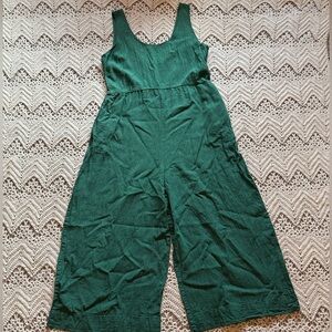 Patagonia Forest Green Garden Island Jumpsuit Cropped Wide Leg Boho Casual